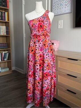 floral one shoulder midi dress